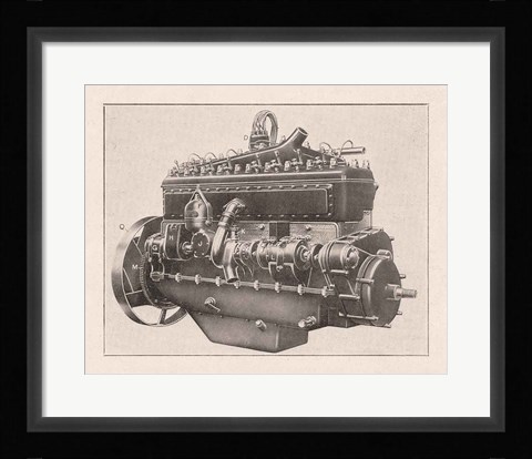Framed French Engine II Print