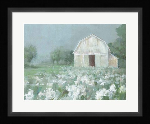 Framed White Barn Meadow Print