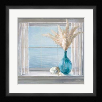 Framed Seaside Cottage View Shell Print