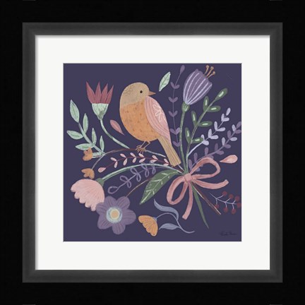 Framed Royal Birds IV Purple Print