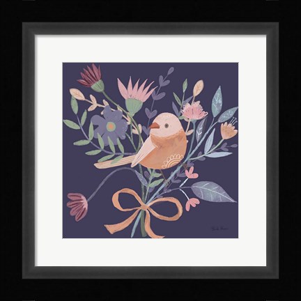 Framed Royal Birds III Purple Print