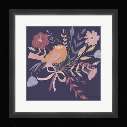 Framed Royal Birds II Purple Print