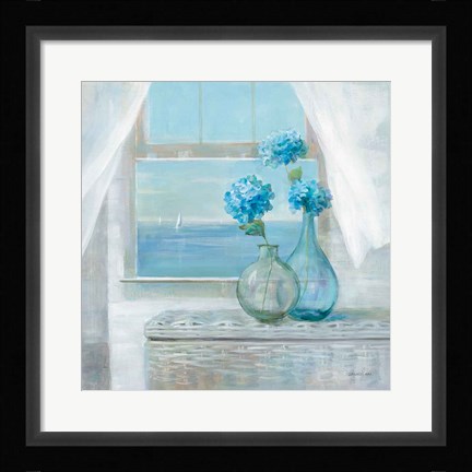 Framed Beach House Hydrangeas Print
