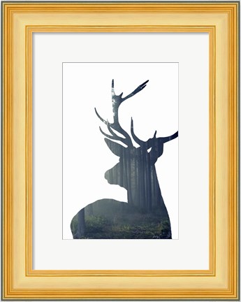 Framed Forest Deer Silhouette Print