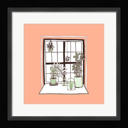 Framed Peach Indoor Garden Print