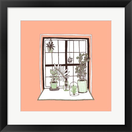 Framed Peach Indoor Garden Print