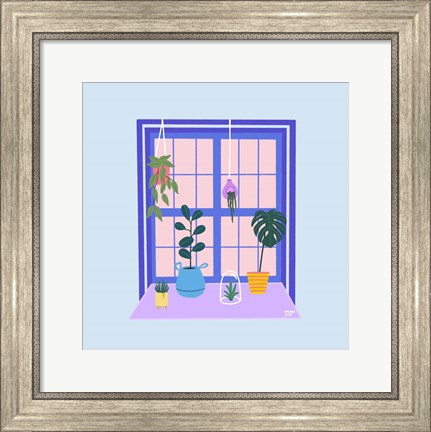 Framed Blue Indoor Garden Print
