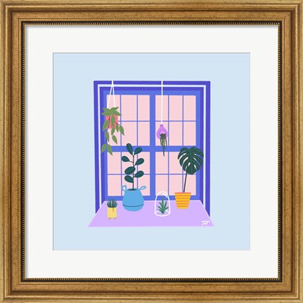 Framed Blue Indoor Garden Print