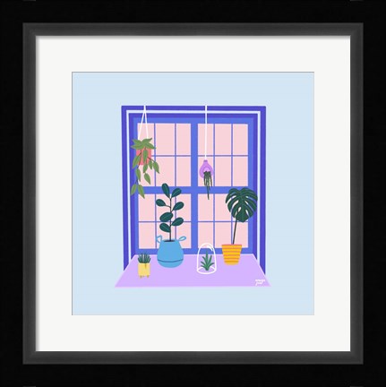 Framed Blue Indoor Garden Print