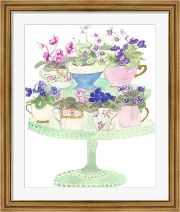 Framed Floral Tea Cups Print