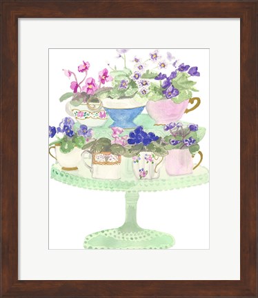 Framed Floral Tea Cups Print