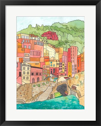 Framed Village By The River Print