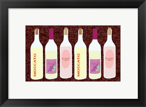 Framed Moscato Bottles In A Row Print