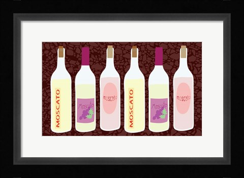 Framed Moscato Bottles In A Row Print