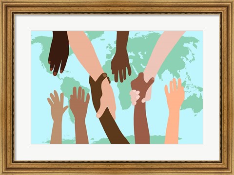 Framed Reaching Out Around The World Print