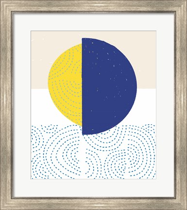 Framed Blue and Yellow Mod Circles I Print