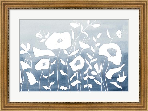 Framed Blue And White Floral Garden Print