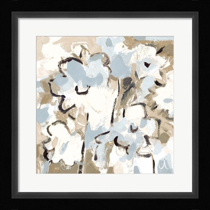 Framed Light Blue Floral Print