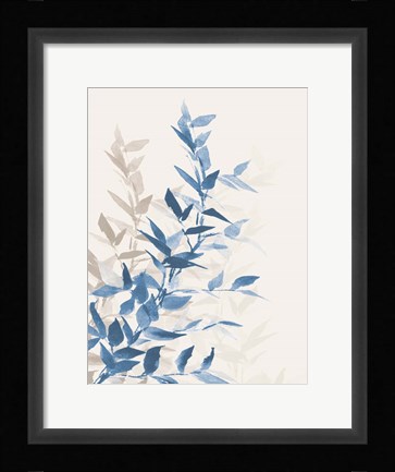 Framed Blue Branch I Print
