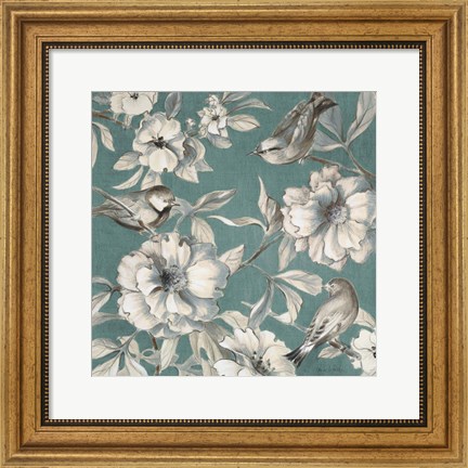 Framed Peonies and Birds Print