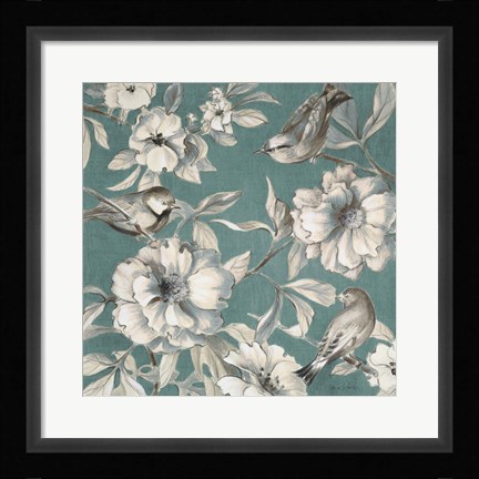 Framed Peonies and Birds Print