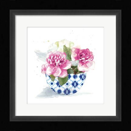 Framed Peonies In A Bowl I Print