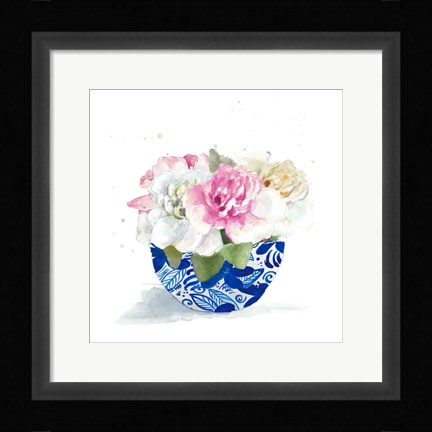 Framed Peonies In A Bowl II Print