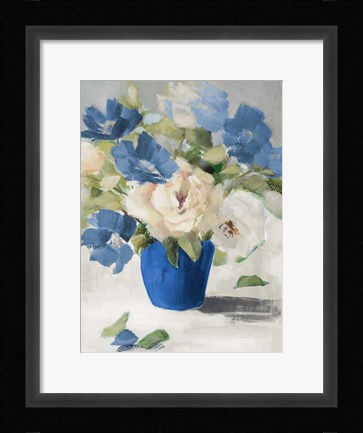 Framed Shades Of Blue Floral Print