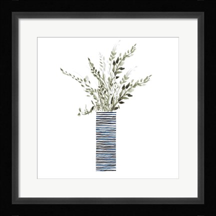 Framed Tall Blue Textured Vase Print