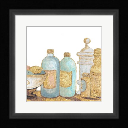 Framed Gold Bath Accessories I Print