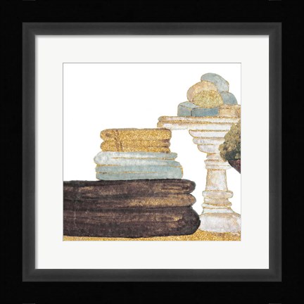 Framed Gold Bath Accessories III Print
