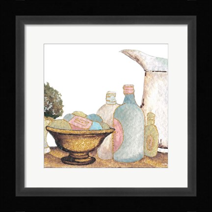 Framed Gold Bath Accessories II Print