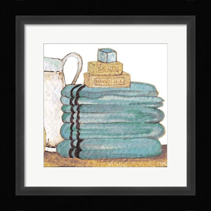 Framed Gold Bath Accessories IV Print