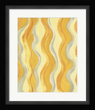 Framed Yellow and Gray Waves Print