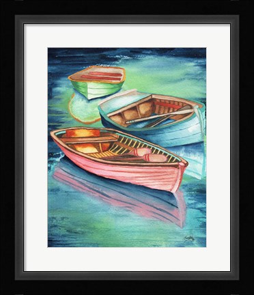 Framed Docked Rowboats II Print