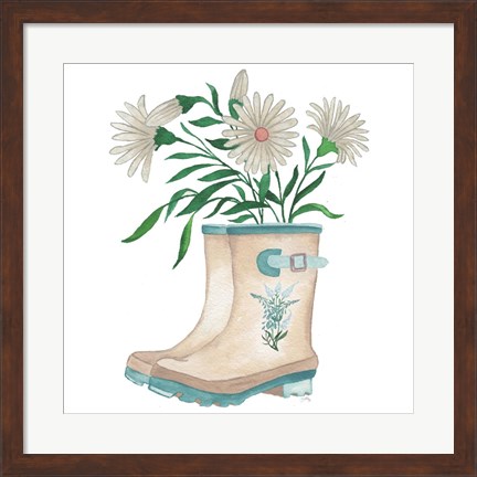 Framed Floral Rain Boots Print