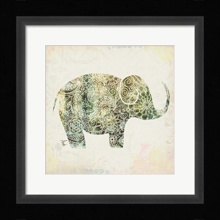 Framed Boho Elephant I Print