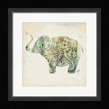Framed Boho Elephant II Print