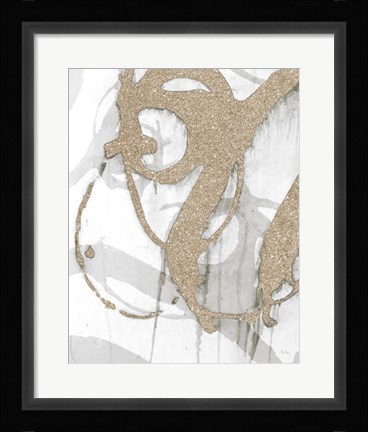 Framed Gold Sparkle Strokes I Print