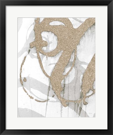 Framed Gold Sparkle Strokes I Print