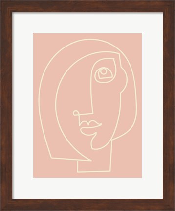 Framed Figure Line Woman on Blush Print