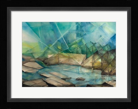 Framed Sun Streaming Down On Lake Print