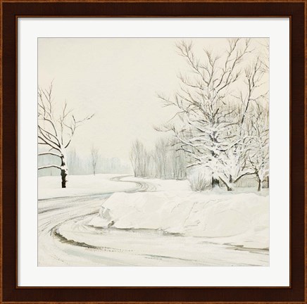 Framed Snowy Road Print