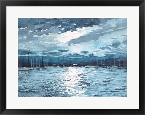Framed Moonlit Marina Print