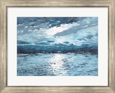 Framed Moonlit Marina Print