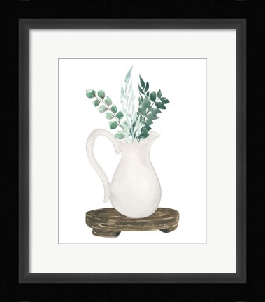 Framed Farmhouse Pitcher With Flowers II Print