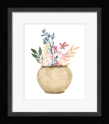Framed Basket Of Wild Flowers Print