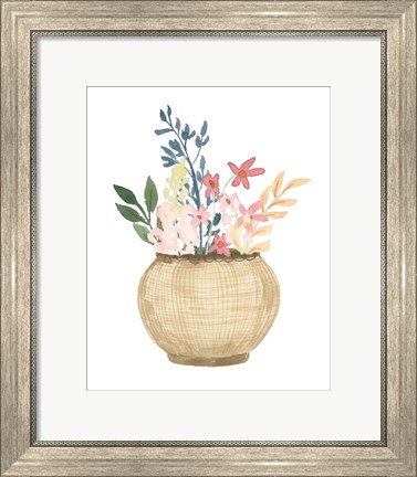 Framed Basket Of Wild Flowers Print
