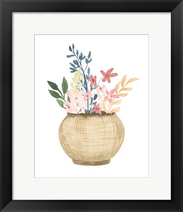 Framed Basket Of Wild Flowers Print