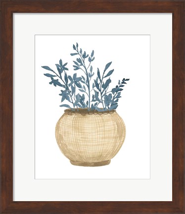 Framed Basket Of Blue Flowers Print